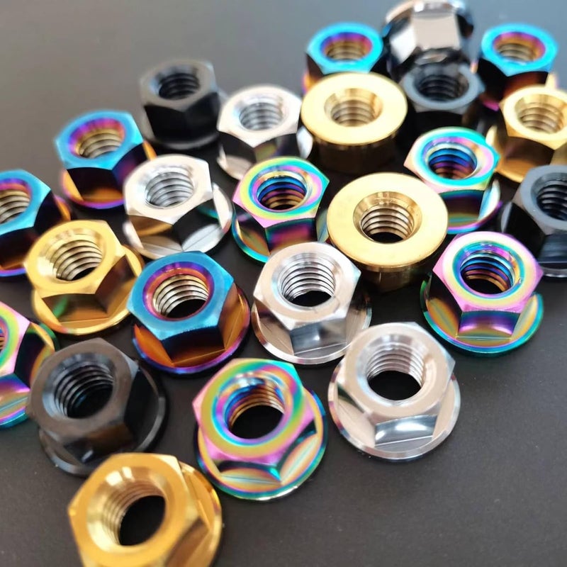 Titanium Flange Nut M8x1.25mm 5PCS, Burnt Blue, Aerospace Grade Ti6AL4V, 5 Per Group - Image 5